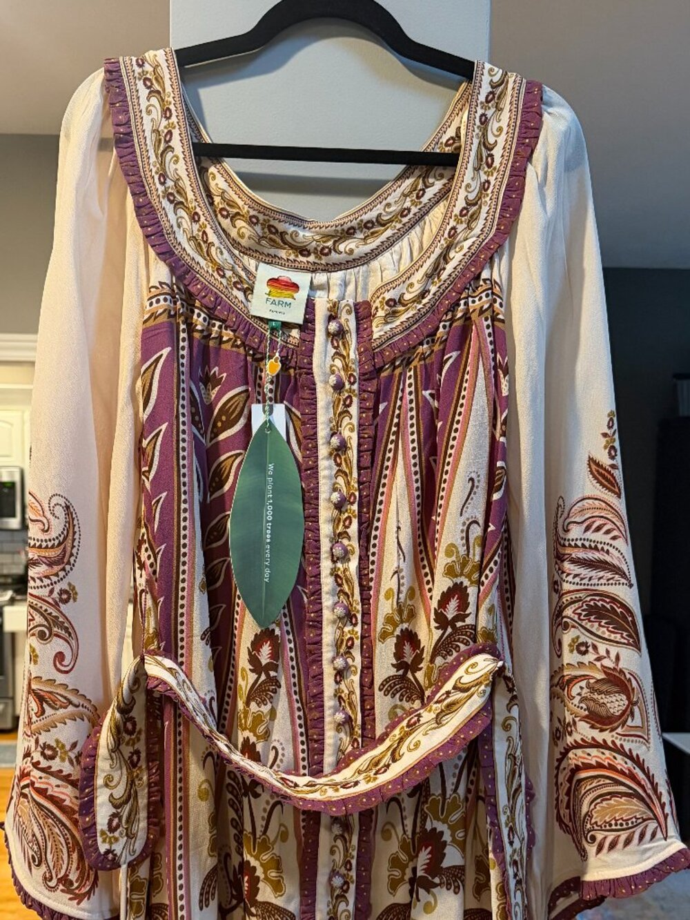 FARM Rio Ivory Floral Paisley Boho Dress NWT - Picture 2 of 4
